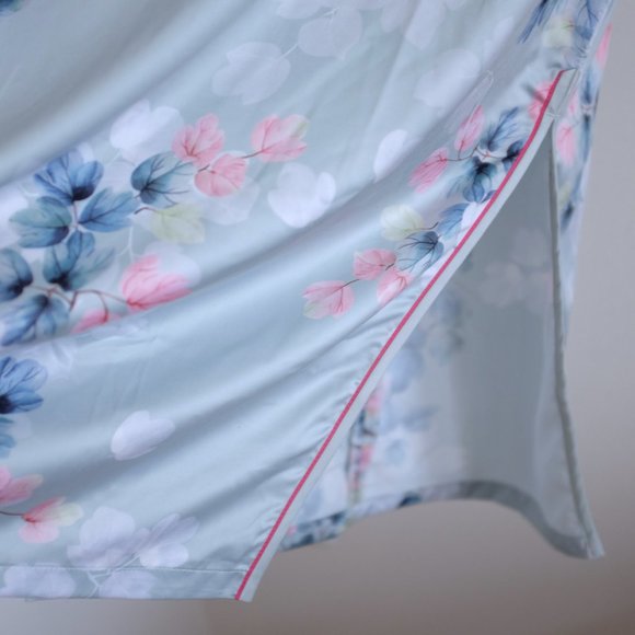 COPY - Satin Mandarin collar Cheongsam floral dress cool tone size L - Picture 8 of 9